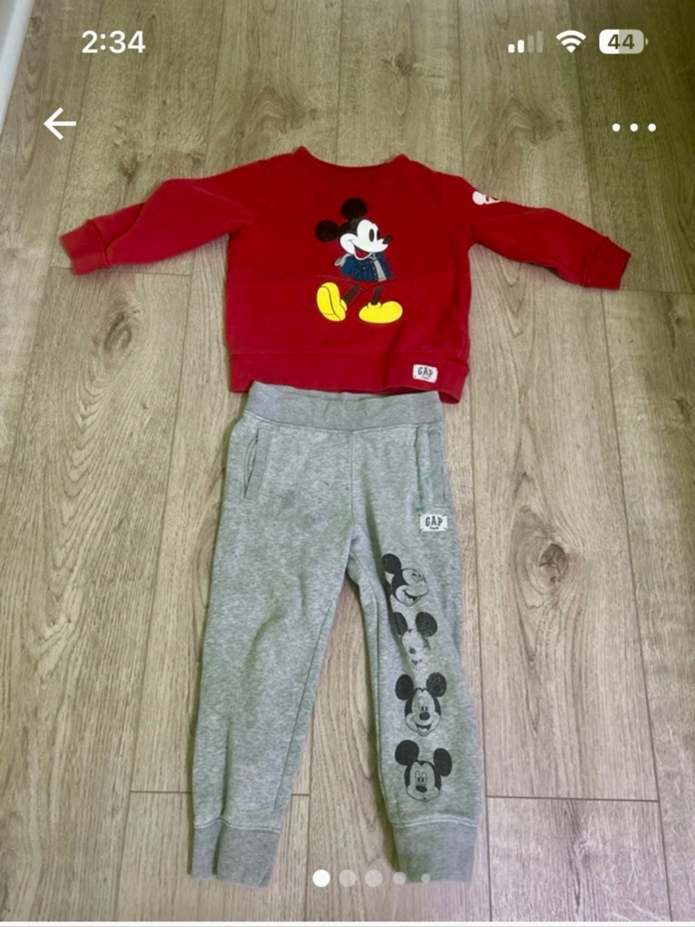 GAP Red Mickey Mouse Sweatshirt and Gray Joggers Set